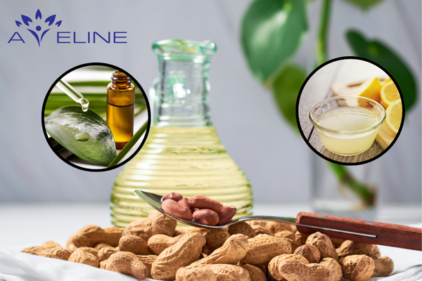 Cold-Pressed Peanut Oil, Tea Tree Essential Oil, and Lemon Juice